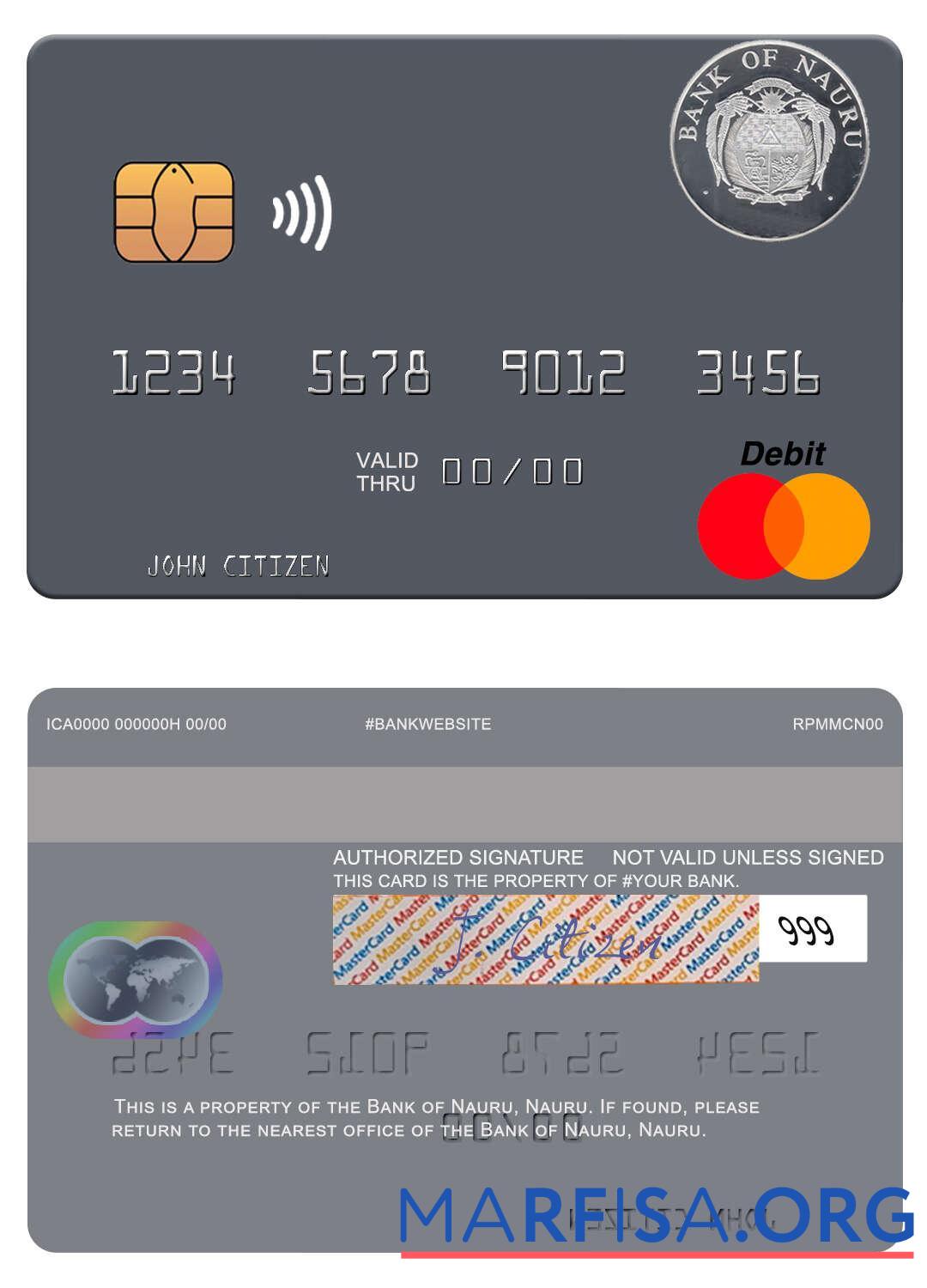 Downloadable Nauru Bank of Nauru mastercard example